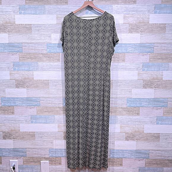 TORRID Maxi Super Soft Knit Dress Black Beige Side Slit Womens Plus Size 2X XXL - Picture 3 of 8